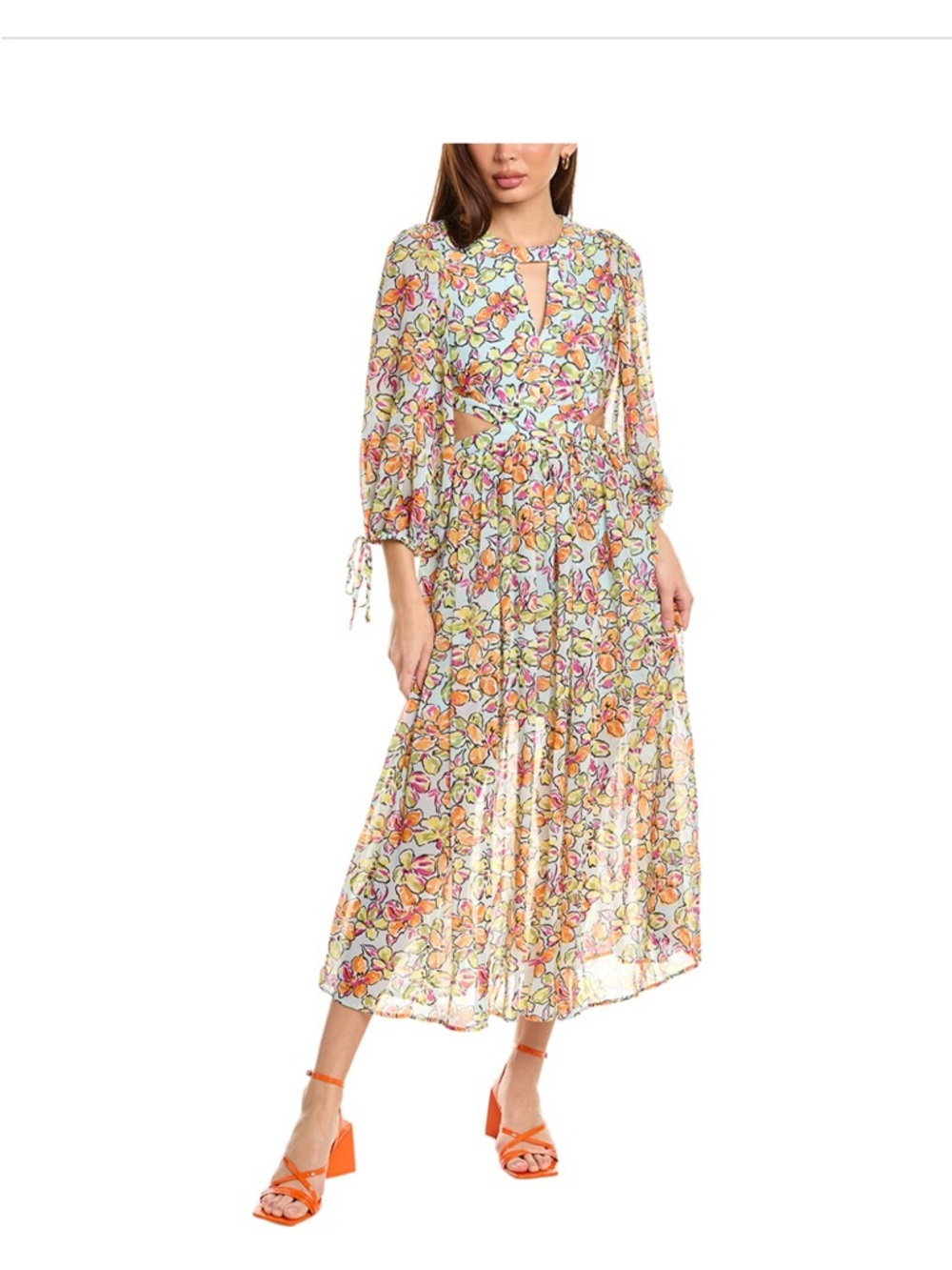 Maje Floral Print cutout maxi Dress